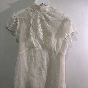 The Limited Cream High Neck Lace Blouse - Size Medium